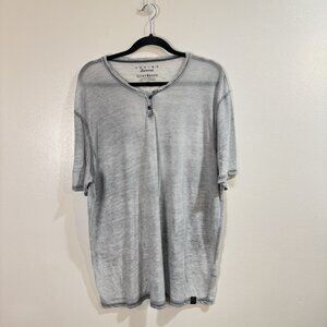 Y2K Lucky Brand Venice Burnout T-shirt Mens XXL / 2XL Gray Henley Crewneck